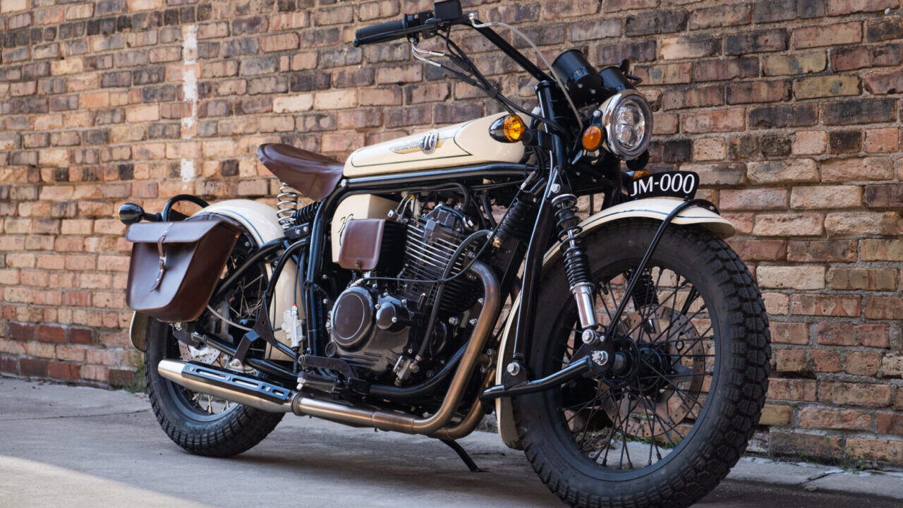 White Janus Halcyon 450 parked outside